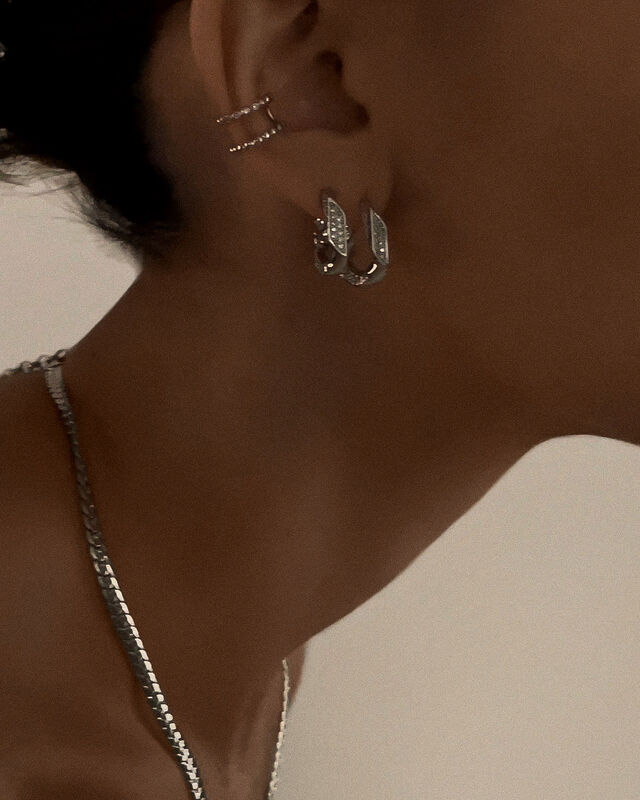 Luv AJ  The Pav&eacute; Cuban Link Hoops korvarenkaat | Silver